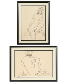 Continental School (20th Century), "Two Female Nude Contour Drawing Studies," First Sight- H.- 18