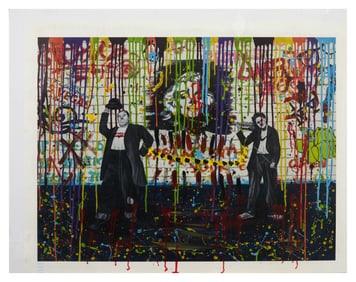 Nastya Rovenskaya (Russian, b. 1976), "Chaplin and Hardy", Sheet- H.- 34 in., W.- 44 in., Overall-