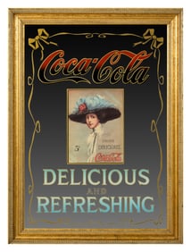 Coca-Cola Advertising Mirror, 20th c., H.- 39 in., W.- 29 in.