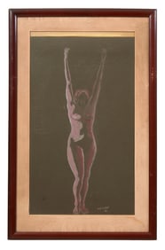 American/Continental School (20th Century), "Standing Female Nude," 1943, Sight- H.- 21 in., W.- 12