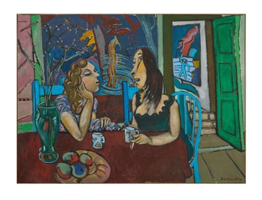 Bill Barrell (American, b. 1932), "Coffee Klatch," 1976, Sight- H.- 59 1/2 in., W.- 74 1/2 in.,