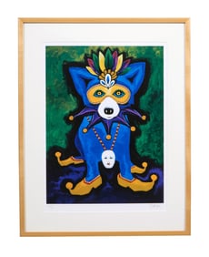 George Rodrigue (American/Louisiana, 1944-2013), "Mardi Gras Blue Dog," Sight- H.- 25 1/2 in., W.-