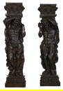 Pair of Massive Architectural Bronze Atlas Pilasters, 20th c., Each- H.- 96 in., W.- 24 in., D.- 14