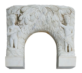 Continental Carved Marble Renaissance Revival Fireplace Mantel, mid-late 19th c., H.- 44 in., W.- 55