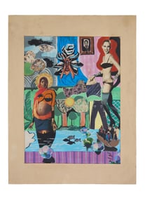Attributed to Romare Bearden (American, 1911-1988), "Interior with Woman," H.- 26 1/4 in., W.-20 1/4