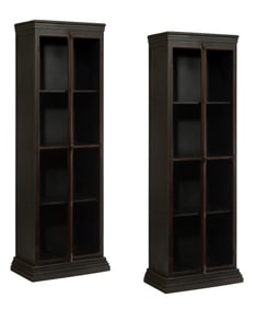 Pair of Contemporary Tall Metal Cabinets, 20th/21st c., Each- H.- 97 in., W.- 33 1/2 in., D.- 20 in.