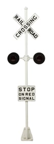 Cast Iron "Railroad Crossing" Electrified Warning Sign, 20th c., H.- 97 1/2 in., W.- 27 1/2 in., D.-
