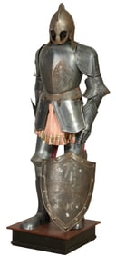 Life Size Iron Suit of Armor, 20th c., H.- 75 in., W.- 27 in., D.- 21 in.