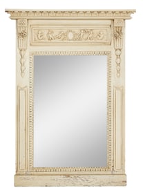 Classical Style Creme Peinte Overmantel Mirror, 20th c., H.- 55 in., W.- 40 1/2 in.