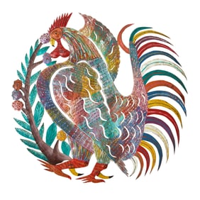 M. E. Canneus (Haitian, 20th/21st Century), "Rooster and Tree," H.- 35 1/4 in., W.- 37 1/2 in.