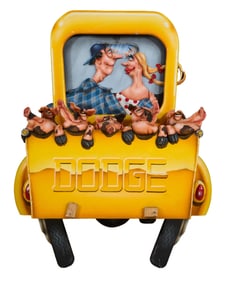 Todd Warner (American/Texas, 1945-2022), "Five Little Piggies in the Back of a Dodge Pickup," H.- 60