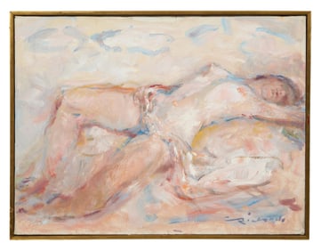 Charles Richards (American/Louisiana, 1906-1992), "Sleeping Female Nude," H.- 18 in., W.- 24 in.,