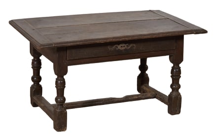 French Louis XIII Style Low Table, 18th c., H.- 19 in., W.- 36 in., D.- 25 in.