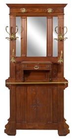 French Henry II Style Carved Walnut Hall Tree, late 19th c., H.- 76 in., W.- 36 in., D.- 5 1/2 in.
