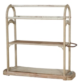 English Gothic Creme Peinte Coat Rack, late 19th c., H.- 51 in., W.- 53 1/2 in., D.- 17 in.