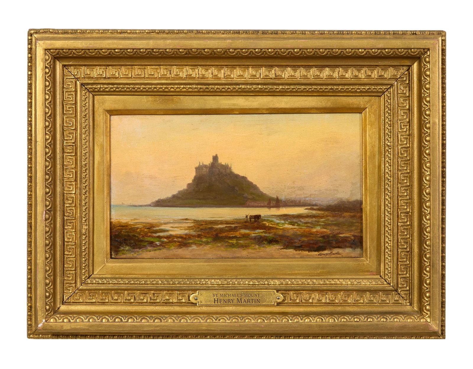 Henry Martin (British, 1835-1908), "St. Michael's Mount," H.- 5 in., W.- 9 in., Framed- H.- 10 in., (1 of 6)