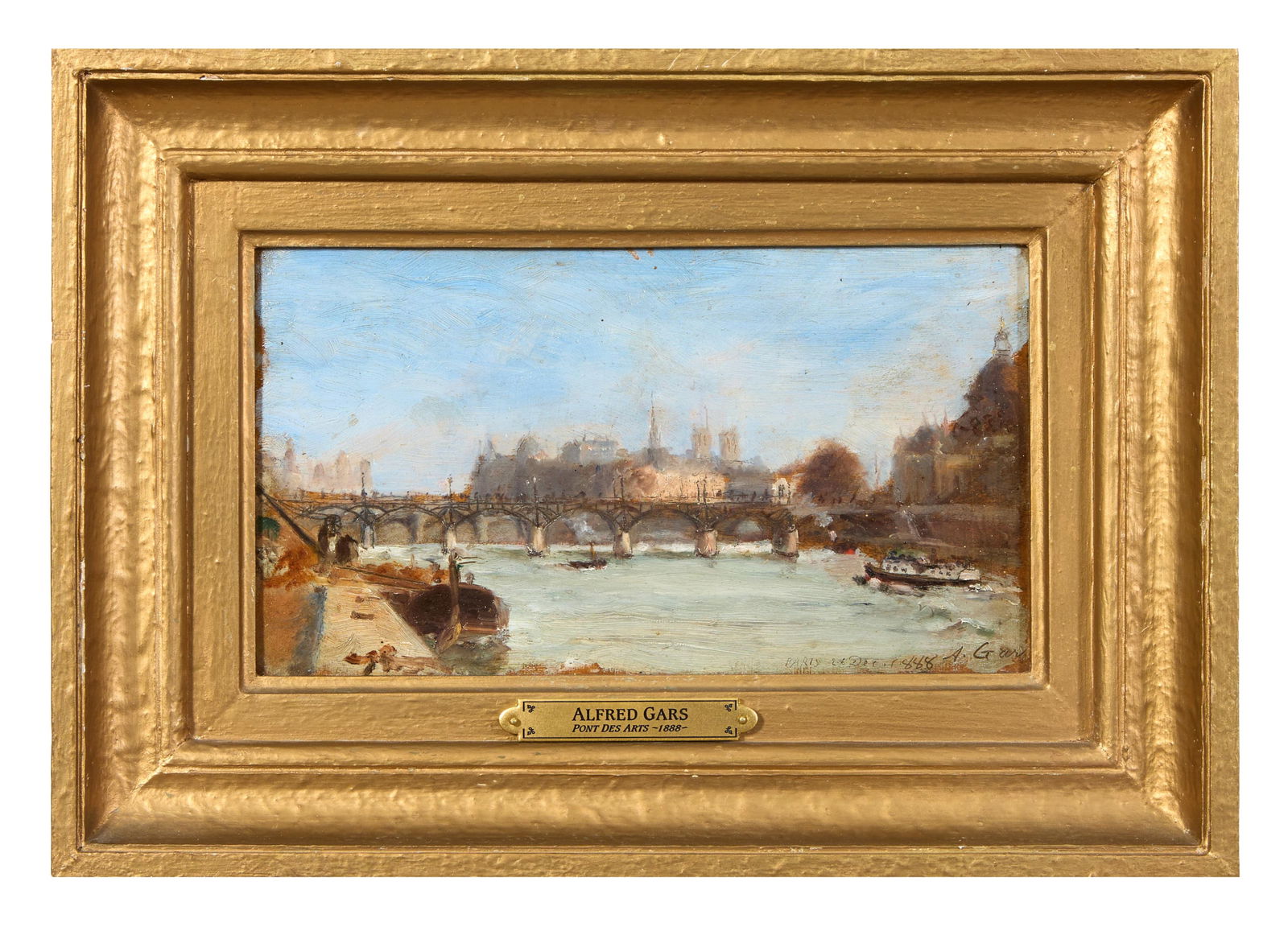 Alfred Gars (French, b. 1845), "Vue de la Seine, Pont des Arts," Dec. 26, 1888, H.- 5 3/4 in., W.- 9 (1 of 5)