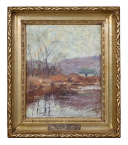 Robert Carlton Joy (American/Pennsylvania/Texas, 1910-1993) "November- Winter Landscape with River,"