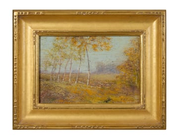 John F. Faber (American, 1877-1906), "Autumn Landscape," H.- 7 in., W.- 10 in., Framed- H.- 11 in.,