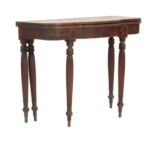 American Federal Mahogany Card Table, early 19th c., Probably Philadelphia, H.- 31 1/2 in., W.- 38