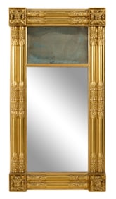 American Classical Carved Giltwood Overmantel Mirror, early 19th c., H.- 49 1/4 in., W.- 26 in.