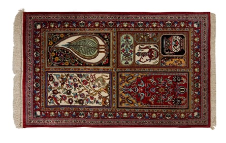 Silk Qum Prayer Rug, 1' 11 x 3' 2.