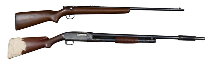 Two Winchester Long Guns, 20th c., 1912- L.- Barrel- 28 in.; 67A- L.- Barrel- 27 in. (2 Pcs.)