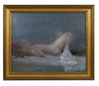 Continental School (20th Century), "Surrealist Slumber, Reclining Nude," ca. 1920-1930, H.- 24 1/4