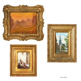 Continental School (19th/Early 20th Century), Three Scenic Paintings, Smallest- H.- 3 5/8 in. W.-