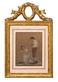 After Friedrich Campe (German, 1777-1846), "Young Peasants in a Field," Sight- H.- 8 1/4 in., W.- 6