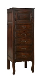 French Provincial Louis XIV Style Tall Chest, 19th c., H.- 56 in., W.- 20 1/2 in., D.- 16 in.