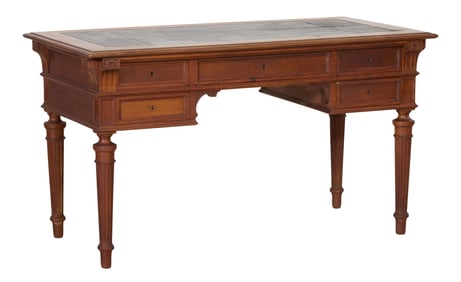 French Louis XVI Style Walnut Writing Desk, 20th c., H.- 31 in., W.- 55 in., D.- 27 in.