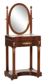 French Empire Ormolu Mounted Marble Top Mahogany Dressing Table, early 19th c., H.- 55 in., W.- 23