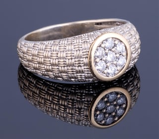 Men's 14K White Gold Diamond Ring, App. Total Wt.- 6.8 grams, App. Total Diamond Wt.- 0.70 carats,