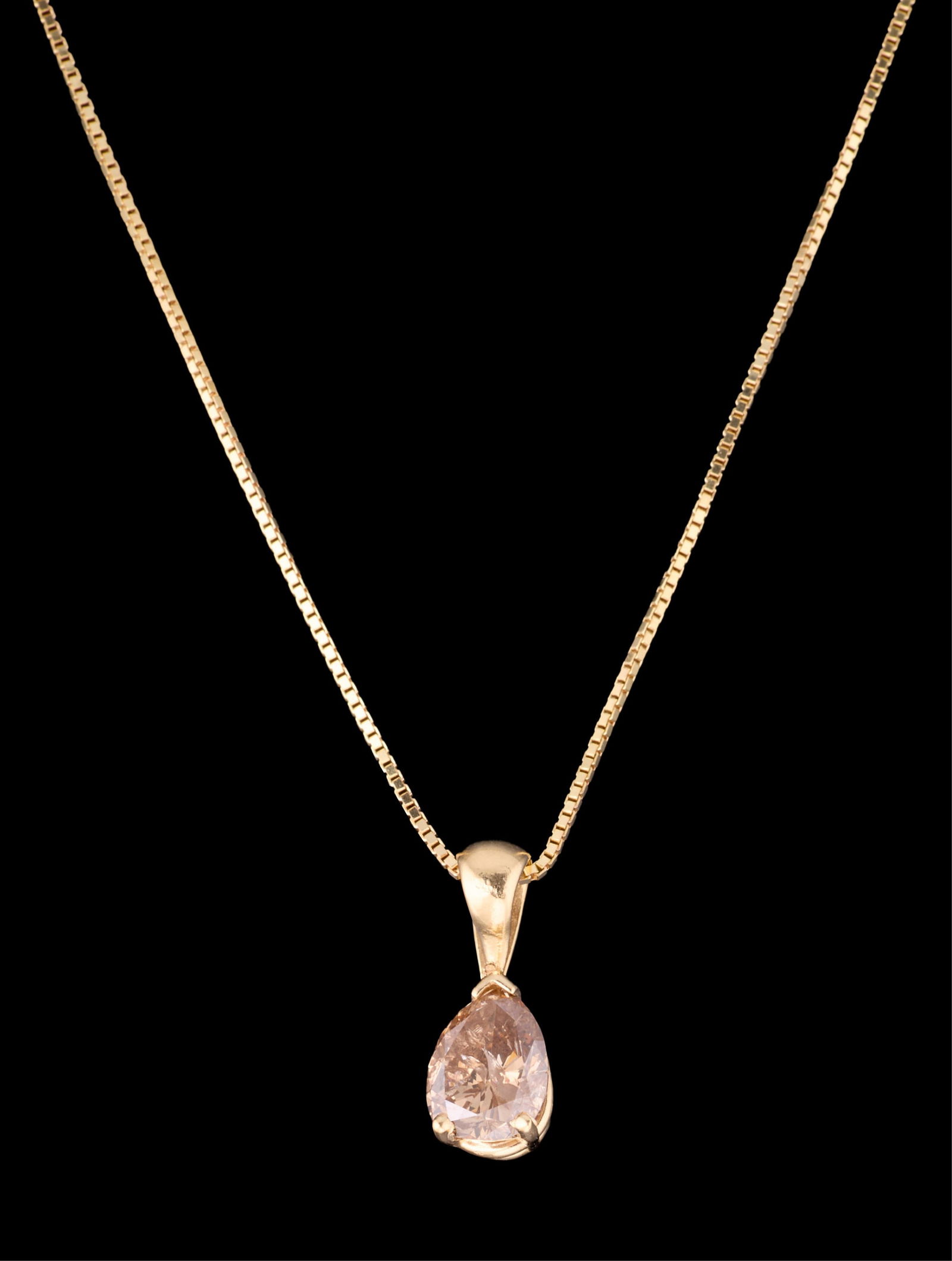 14K Yellow Gold Diamond Pendant, Pendant- H.- 5/8 in., W.- 1/4 in.; Chain- L.- 16 in. (1 of 1)