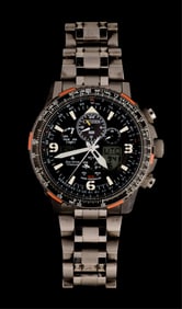 Citizen U680 Men's Solar Powered Atomic Quartz Skyhawk Wristwatch, Wt.- 117g; Case Dia.- 45mm