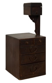 Unusual Chinese Wood Jewelry Box, 20th c, H.- 19 1/4 in., W.- 8 7/8 in., D.- 9 1/2 in.