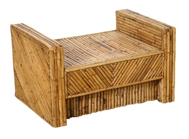 Bamboo Window Bench, 20th c., H.- 17 in., W.- 30 in., D.- 21 in.