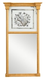 American Eglomise Federal Giltwood Tabernacle Mirror, early 19th c., H.- 25 1/2 in., W.- 13 1/2 in.