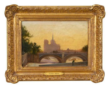 Louis Hista (French, 1851-1934), "Pont St. Michel with Notre Dame Cathedral in the Background,"