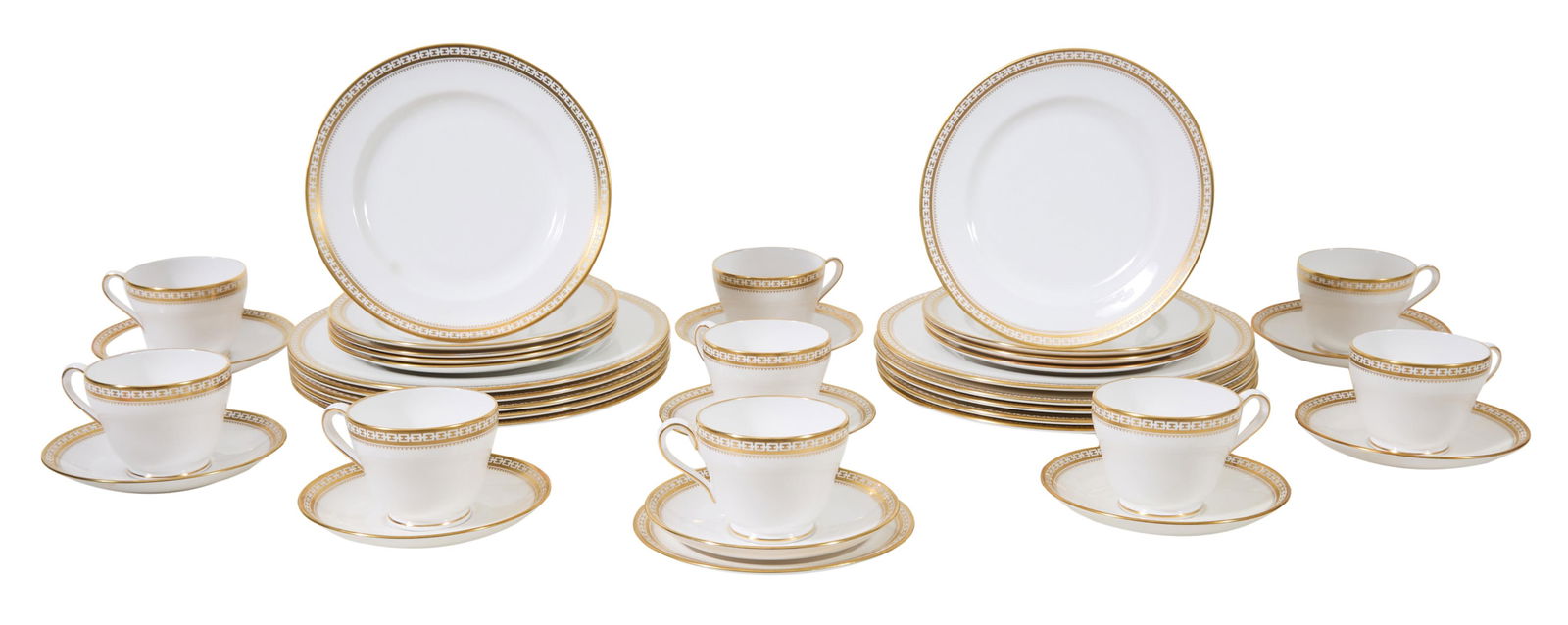 Thirty Eight Piece Porcelain Partial Dinner Service, 20th c., Dinner - H.- 7/8 in., Dia.- 10 1/2 in. (1 of 2)