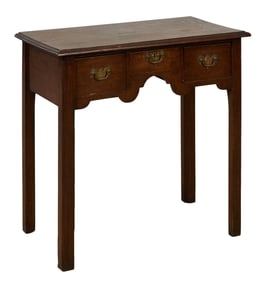 English George III Oak Writing Table, 19th c., H.- 27 in., W.- 29 1/2 in., D.- 17 in.