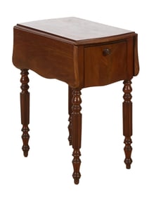 French Louis XVI Walnut Drop Leaf Nightstands, mid 19th c., Closed- H.- 27 in., W.- 14 1/2 in., D.-