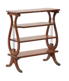American Classical Tiger Maple What-Not Shelf, possibly Boston, early 19th c., H.- 35 1/4 in., W.-