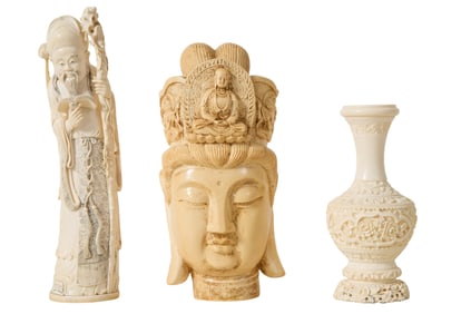 Three Carved Pieces, 20th c.,