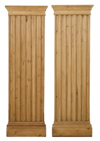 Pair of Antique French Pine Decorative Pilasters, 19th c., Each- H.- 90 1/2 in., W.- 28 in., D.- 4