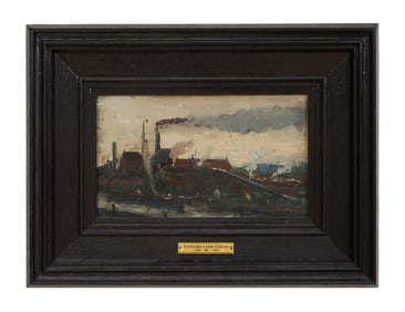 Edouard Leon Cortes (French, 1882-1969), "Les Tanneries de Lagny," H.- 5 7/8 in., W.- 9 /8 in.,