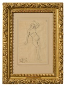 Narcisse-Virgilio Diaz de la Pena (French, 1807-1876), "Study of a Standing Female Nude," H.- 11 1/4