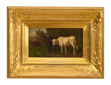 Attributed to Constant Troyon (French, 1810-1865), "Cattle Grazing," H.- 6 1/4 in., W.- 10 in.,
