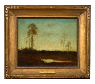 John Francis Murphy (American, 1853–1921), "Swamp Scene," H.- 8 in., W.- 9 3/4 in., Framed- H.- 11
